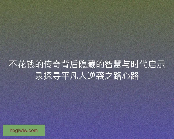 不花钱的传奇背后隐藏的智慧与时代启示录探寻平凡人逆袭之路心路