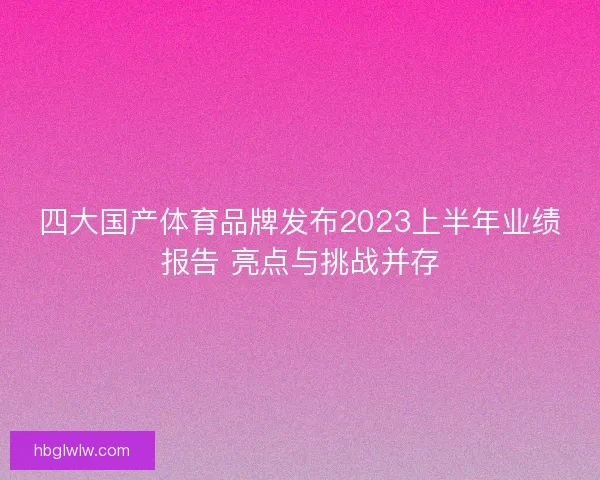 四大国产体育品牌发布2023上半年业绩报告 亮点与挑战并存 四大国产体育品牌发布2023上半年业绩报告 亮点与挑战并存
