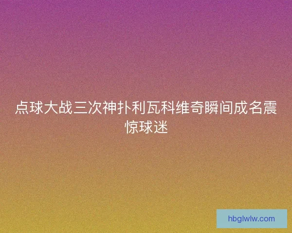点球大战三次神扑利瓦科维奇瞬间成名震惊球迷